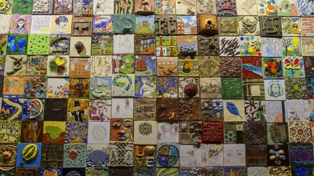 Colorful art ceramic tiles. Conceptual background view.