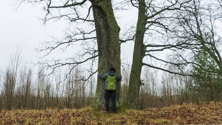 Winter solstice. Worship of pagan Gods and trees. Ancient pagan temple.の写真素材