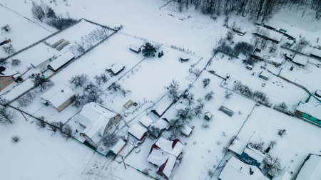 Old Typical Rural House In Winter Day.