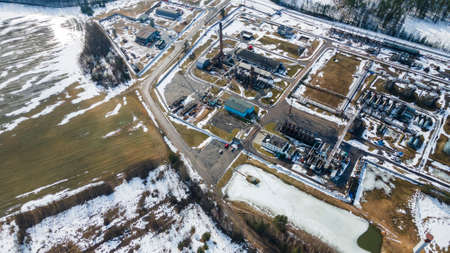 Refinery and storage facilities of oil and petroleum products. Oil products reservoirs. Bitumen...