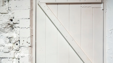 Closeup of a white wooden door. Space for text.