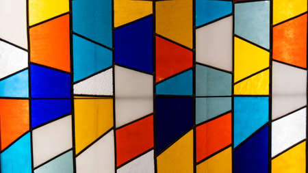Colorful stained glass background abstract. Medieval Random Pieces of Glass.の写真素材
