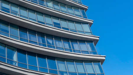 Fragment of a modern building. Modern architecture design. Structural glass facade of modern office...
