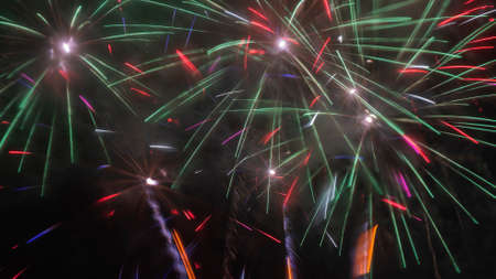 Long Exposure of Fireworks Against a Black Sky. A fireworks display against the night sky.