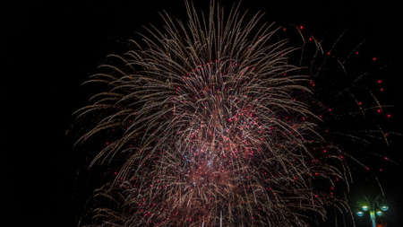 Long Exposure of Fireworks Against a Black Sky. A fireworks display against the night sky.