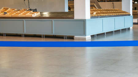 Empty counters of the local market. Closed market territory. Empty counter after Carona Virus Panick...