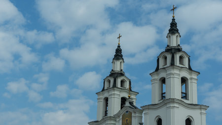 A Orthodox church dome against the spring sky symbolizes Easter, renewal, and spiritual awakening....