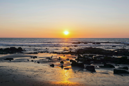Tropical Sunset On The Beach Of The Pacific Ocean, South Americaの写真素材