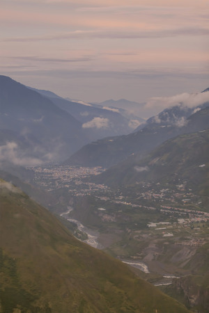 Banos De Agua Santa Aerial View, Ecuador, South Americaの写真素材