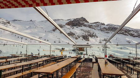 Slopes Of Winter Resort In Alps Mountains In HinterTux, Austriaのeditorial素材