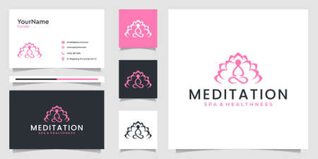 Yoga logo bundle with business card that can be use for decoration, branding, spa, and othersのイラスト素材