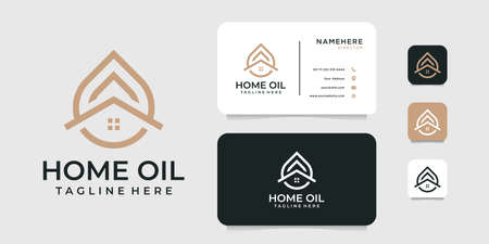 Modern home oil logo design set with business card vector. Logo can be used for icon, brand, identity, creative, house, real estate, template, and company purposeのイラスト素材