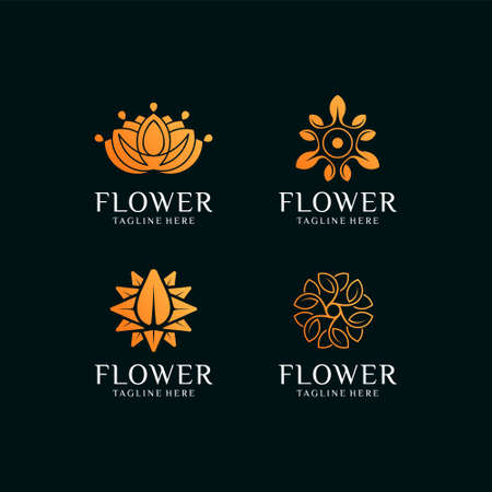 Collection of luxury flower logo design vector template. Logo can be used for icon, brand, identity, floral, spa, decoration, and business companyのイラスト素材
