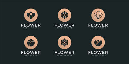 Set of flower beauty fashion logo design vector template. Logo can be used for icon, brand, identity, zen, spa, yoga, decoration, and business companyのイラスト素材