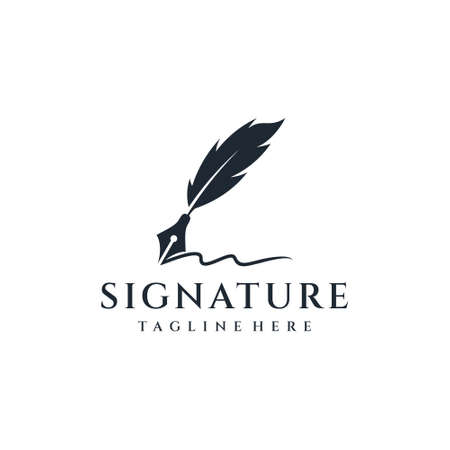 Feather silhouette ink logo design vector inspiration. Logo can be used for icon, brand, identity, write, law, simple, black, and business companyのイラスト素材