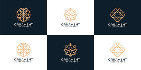 Set of modern ornament logo design vector concept for decoration. Logo can be used for icon, brand, identity, hotel, spa, luxury, and business companyのイラスト素材