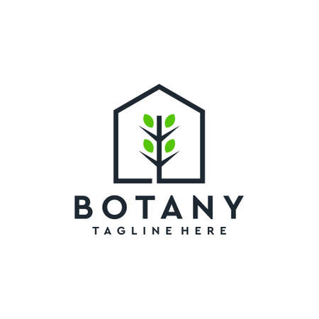 Botany with building logo vector. Logo can be used for icon, idea, landscape, apartment, brand, property, and business companyのイラスト素材