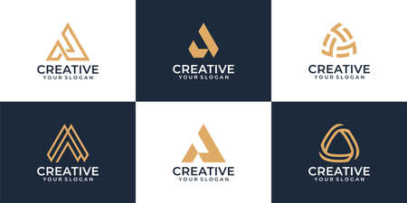 Set of geometric modern a logo vector concept inspiration. Logo can be used for icon, brand, identity, symbol, letter, initial, and illustrationのイラスト素材