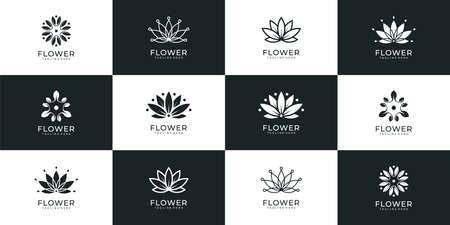 Unique beautiful luxury flower logo template for spa hotel resort. Logo can be used for icon, brand, identity, symbol, shape, boutique, and cosmeticのイラスト素材