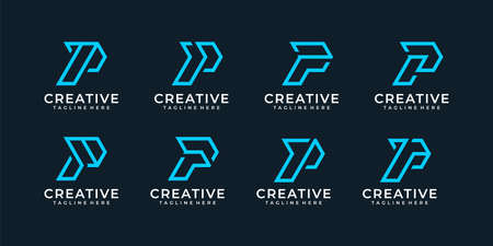 Creative monogram modern p initial letter sign collection. Logo can be used for icon, brand, identity, symbol, mark, typography, line, and alphabetのイラスト素材