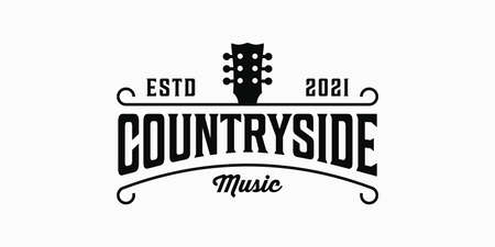 Countryside music vintage retro hipster silhouette logo elements. Logo can be used for icon, brand, identity, symbol, and concertのイラスト素材