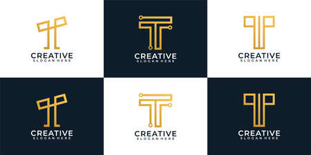 Digital elegant modern letter t logo design collection. Logo can be used for icon, brand, identity, symbol, elements, and internetのイラスト素材