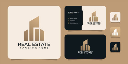 Luxury building architecture real estate logo design template for company. Logo can be used for icon, brand, identity, symbol, elements, and industryのイラスト素材