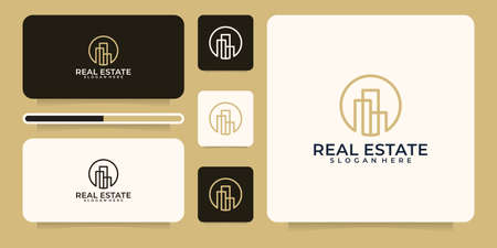 Line art real estate building  vector inspirationのイラスト素材