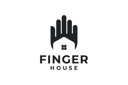 Finger hand and house silhouette  design vectorのイラスト素材
