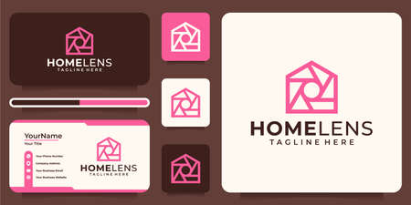 House and lens camera shot logo vector design conceptのイラスト素材