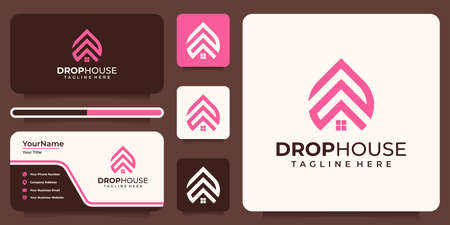 Creative business house logo design in line art symbolのイラスト素材