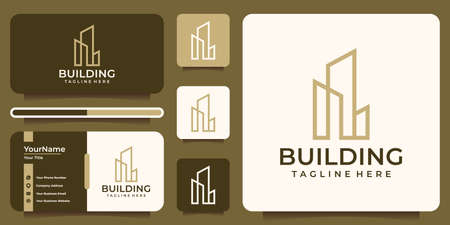 Minimalist creative line art building symbol logo designのイラスト素材