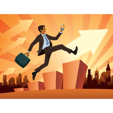 Vector illustration of a young businessman in a hurryのイラスト素材