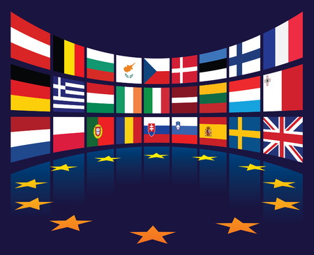 Collection of european union national flags of countries.のイラスト素材