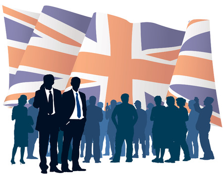 English businesspeople with national flag, conceptual business illustration.のイラスト素材