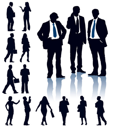 A set of business silhouettes. Vector illustration.のイラスト素材