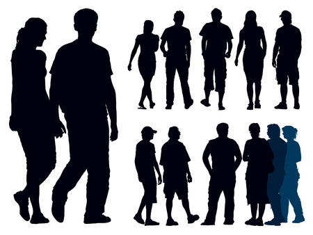 A set of people silhouettes. Vector illustration.のイラスト素材