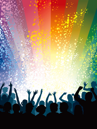 Concert crowd, a large group of cheering people. のイラスト素材