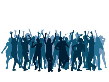 Large group of people dancing in a club.のイラスト素材