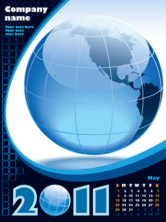 May - the Earth blue calendar for 2011, weeks starts on Sundayのイラスト素材