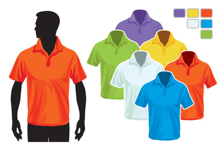 Man body silhouette with colorful collection of polo shirtsのイラスト素材