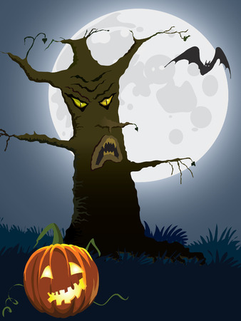 Halloween scary tree, illustration for Halloween holidayのイラスト素材
