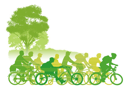 Group of cyclist on the road. Vector illustration.のイラスト素材