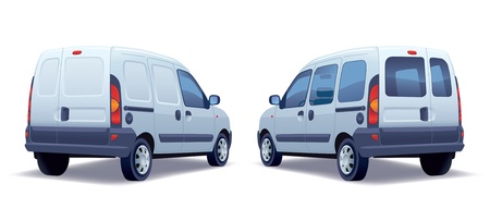 White commercial and passenger minivan on a white background.のイラスト素材