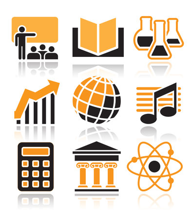 School subjects icons set over white backgroundのイラスト素材