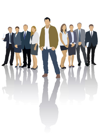 One businessman in front of a group of peopleのイラスト素材