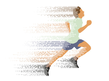 One young man running in the race.のイラスト素材
