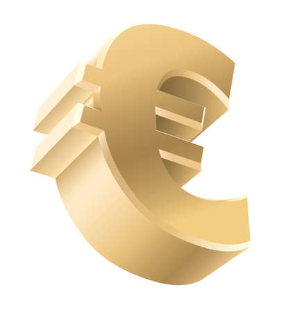 Shiny Golden euro currency sign isolated on white background. Vector illustration.のイラスト素材