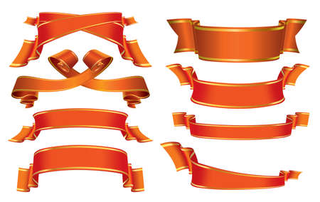 Collection of red banners and ribbons over white backgroundのイラスト素材