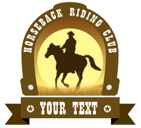 Cowboy and horse silhouette.のイラスト素材